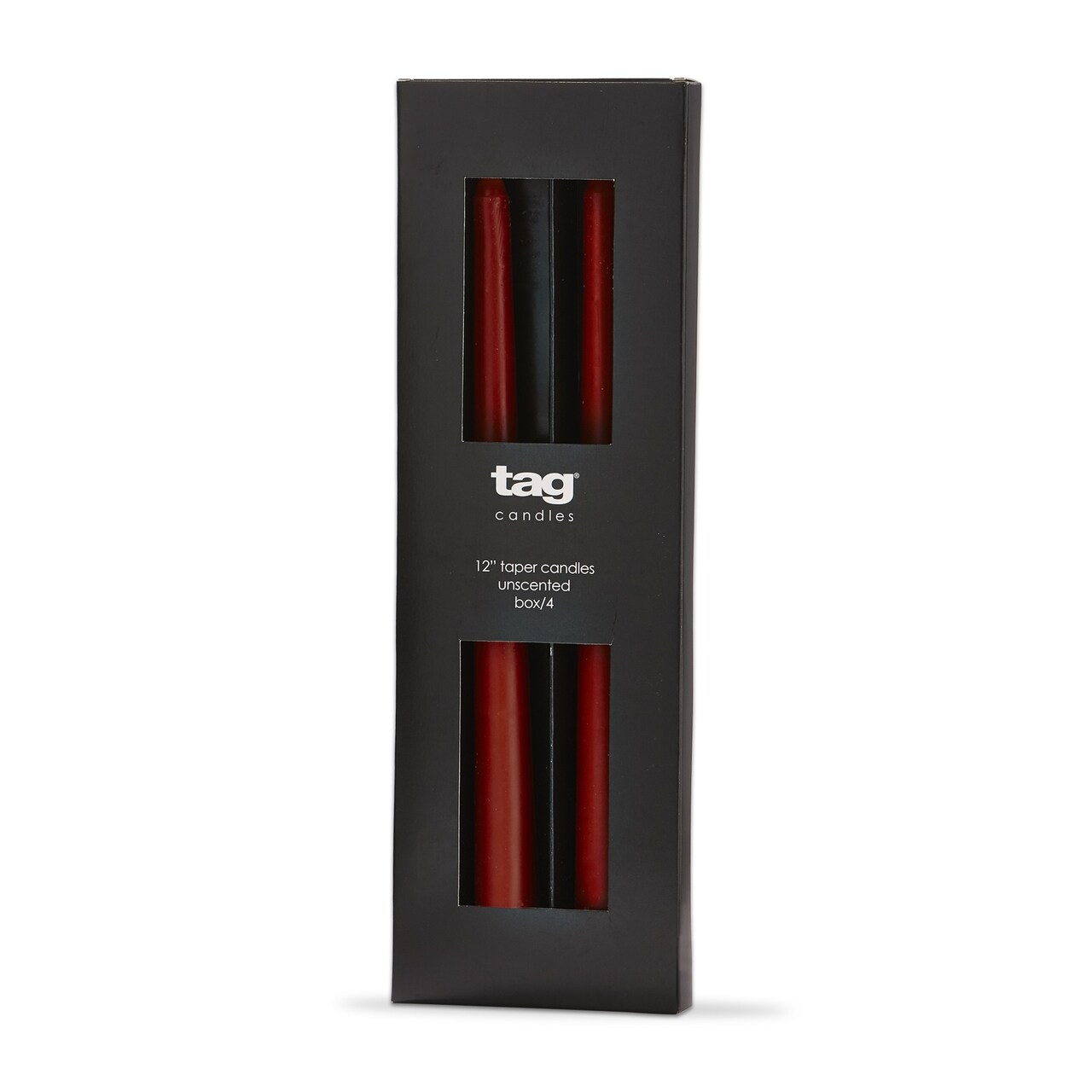Color Studio 12" Traditional Taper Unscented Smokeless Paraffin Wax Candle Burnt Siena Set of 4 Burn Time 8 hrs.